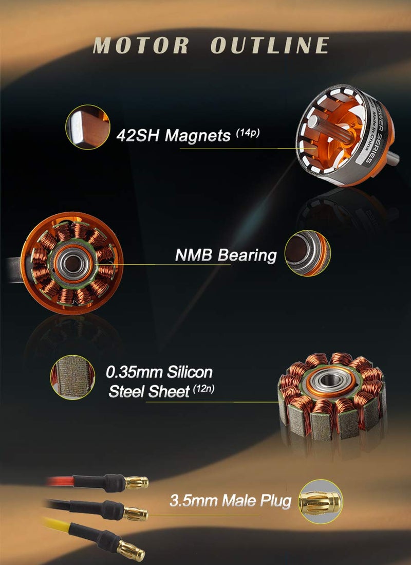 FLASH HOBBY D3542 Brushless Outrunner Motor 1000KV RC Electric Motor for Mini Multicopter RC Plane Fixed-Wing UAV Robotic Arm - Image 2